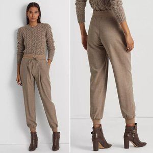 LAUREN RALPH LAUREN JOGGERS Pants Size 14 Wool Crepe Drawstring Pockets NEW $225